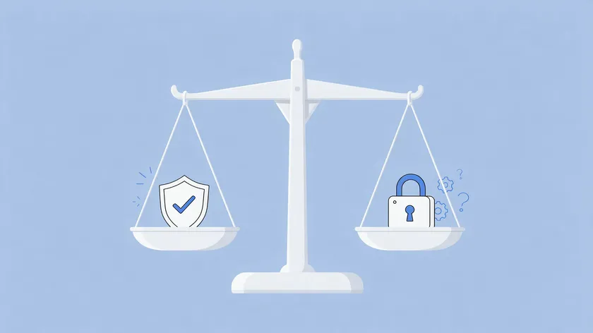 A balance scale weighing a shield icon against a padlock icon, representing the pros and safeguards to consider with a durable power of attorney.