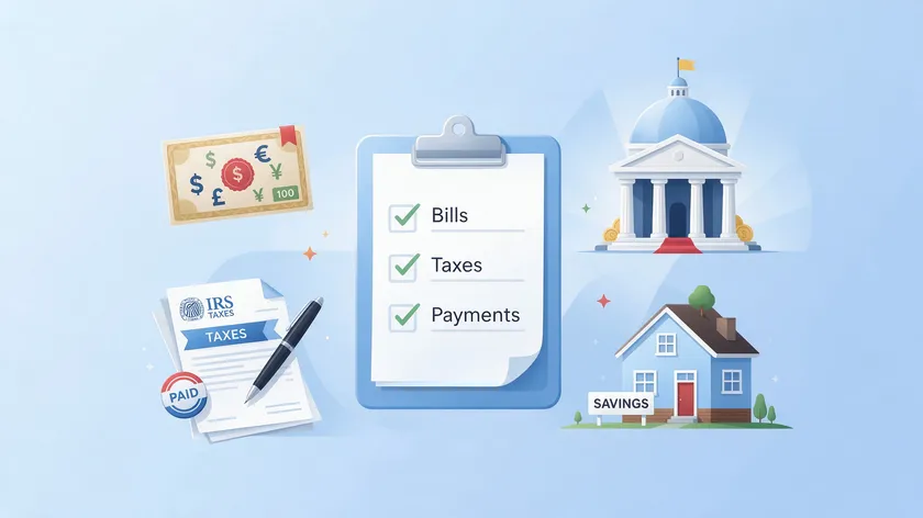 Checklist icons representing common tasks a financial power of attorney agent can handle, including bills, taxes, and banking.