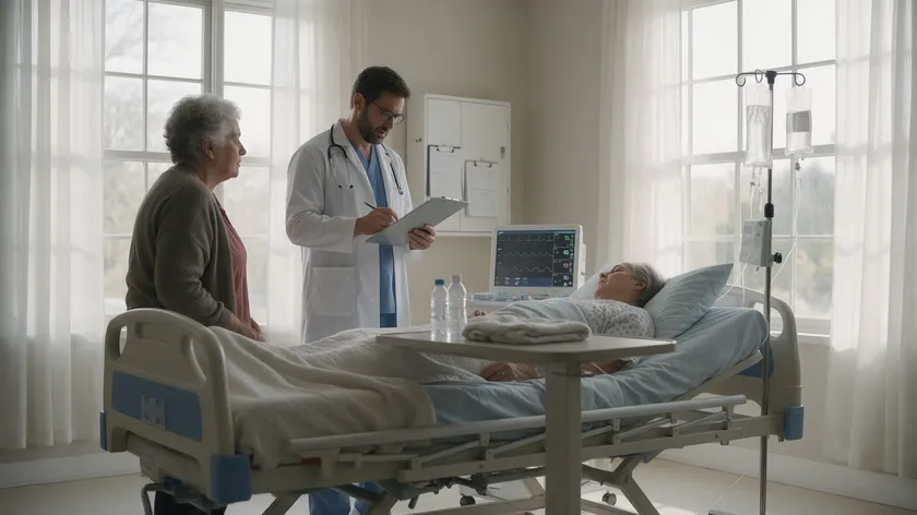 Physician reviewing a patient's chart at the bedside to determine capacity before a health care agent can act.