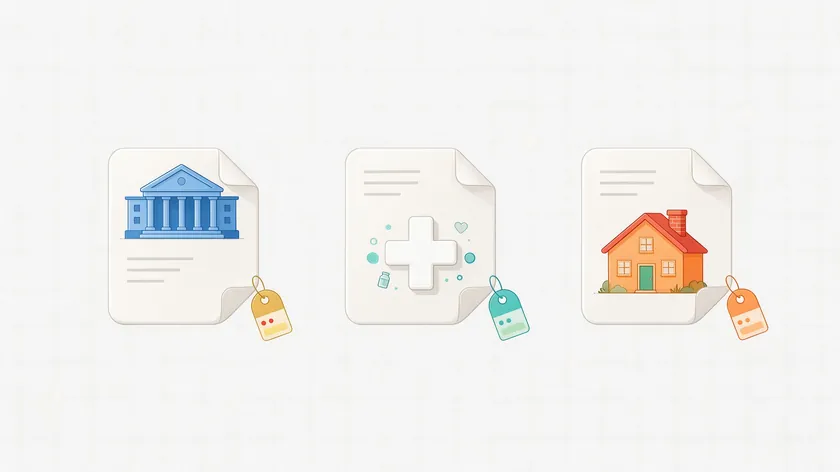 Illustration of financial, medical, and real estate power of attorney documents, each with its own price tag.