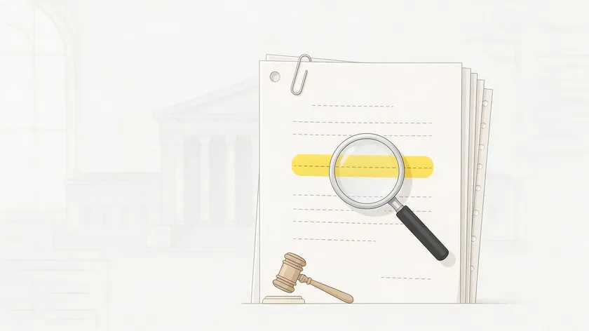 A legal document highlighted under a magnifying glass next to a gavel, representing the statutory language required to make a power of attorney durable.