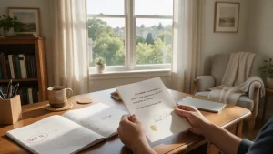 A person reviewing a temporary power of attorney document at a desk next to a calendar marked with a start and end date.
