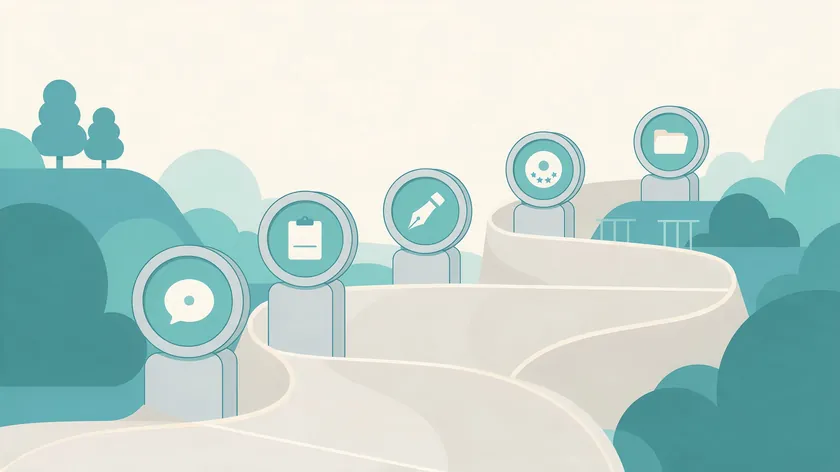 Illustration of a winding road with five milestones showing the practical steps for how to get power of attorney for elderly parent