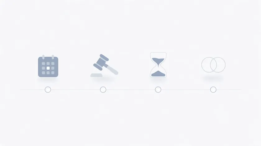 Timeline illustration with a calendar, a gavel, an hourglass, and two rings representing other ways a power of attorney can end