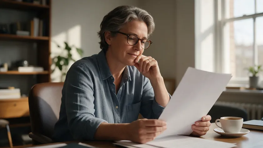 A calm person sitting at a home desk reading a document carefully while deciding whether to end an existing power of attorney