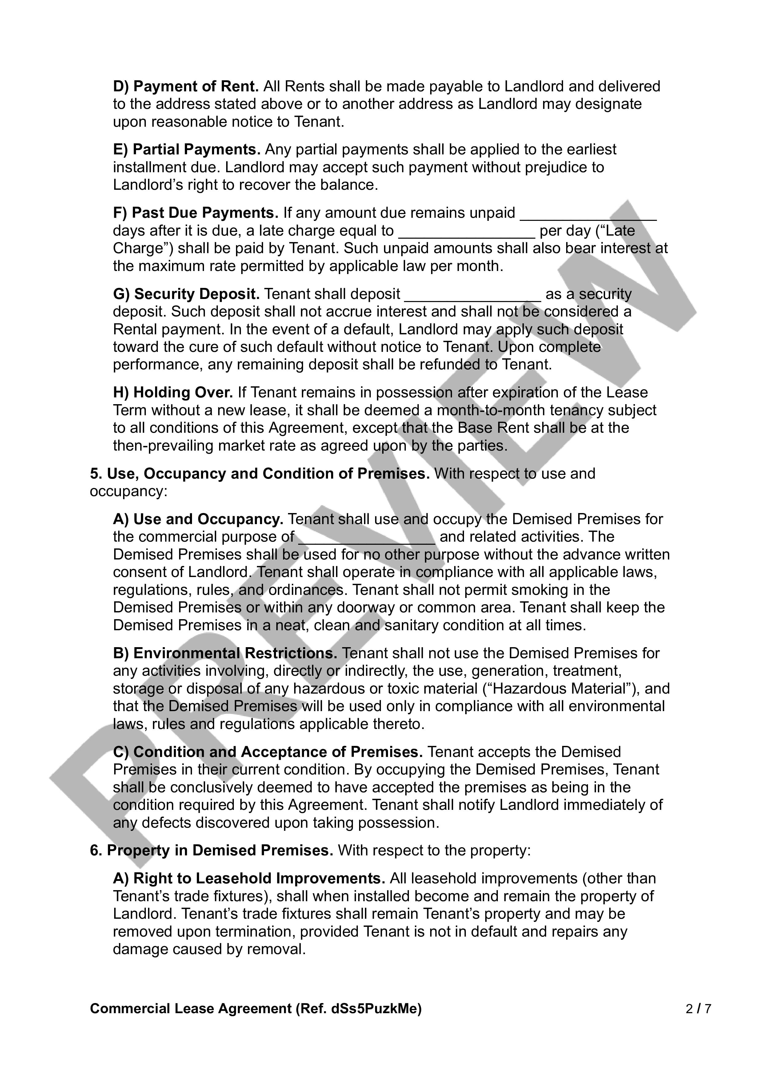 Preview Commercial Lease Agreement