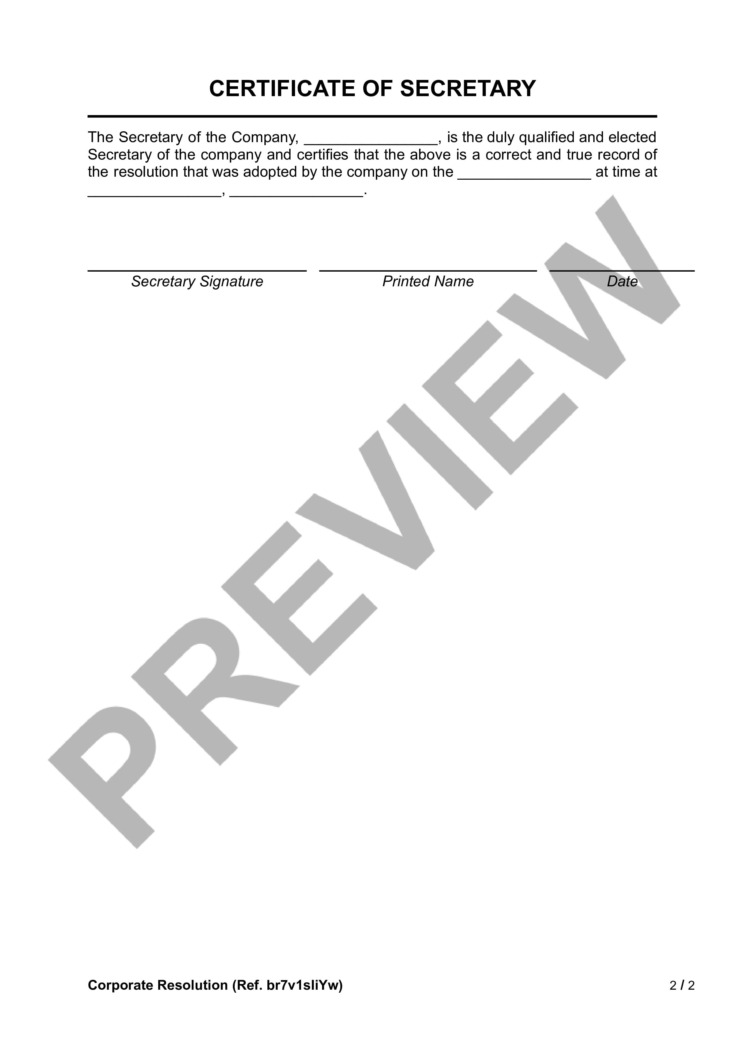 Preview Corporate Resolution
