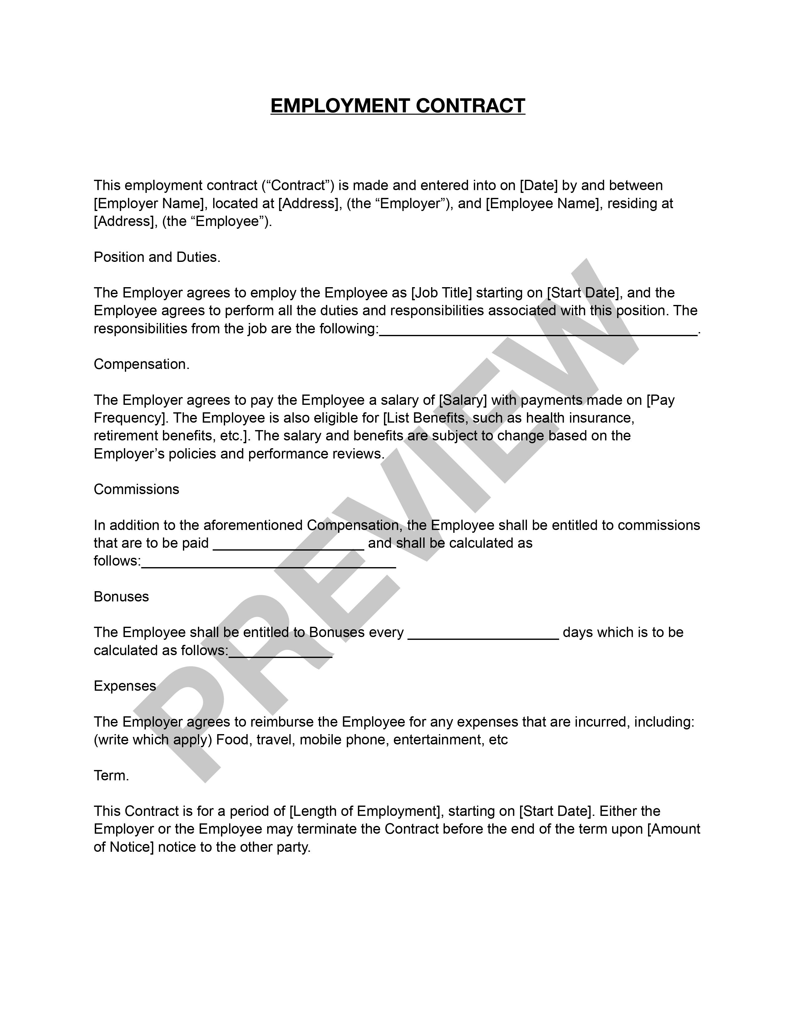 Preview Employment Contract
