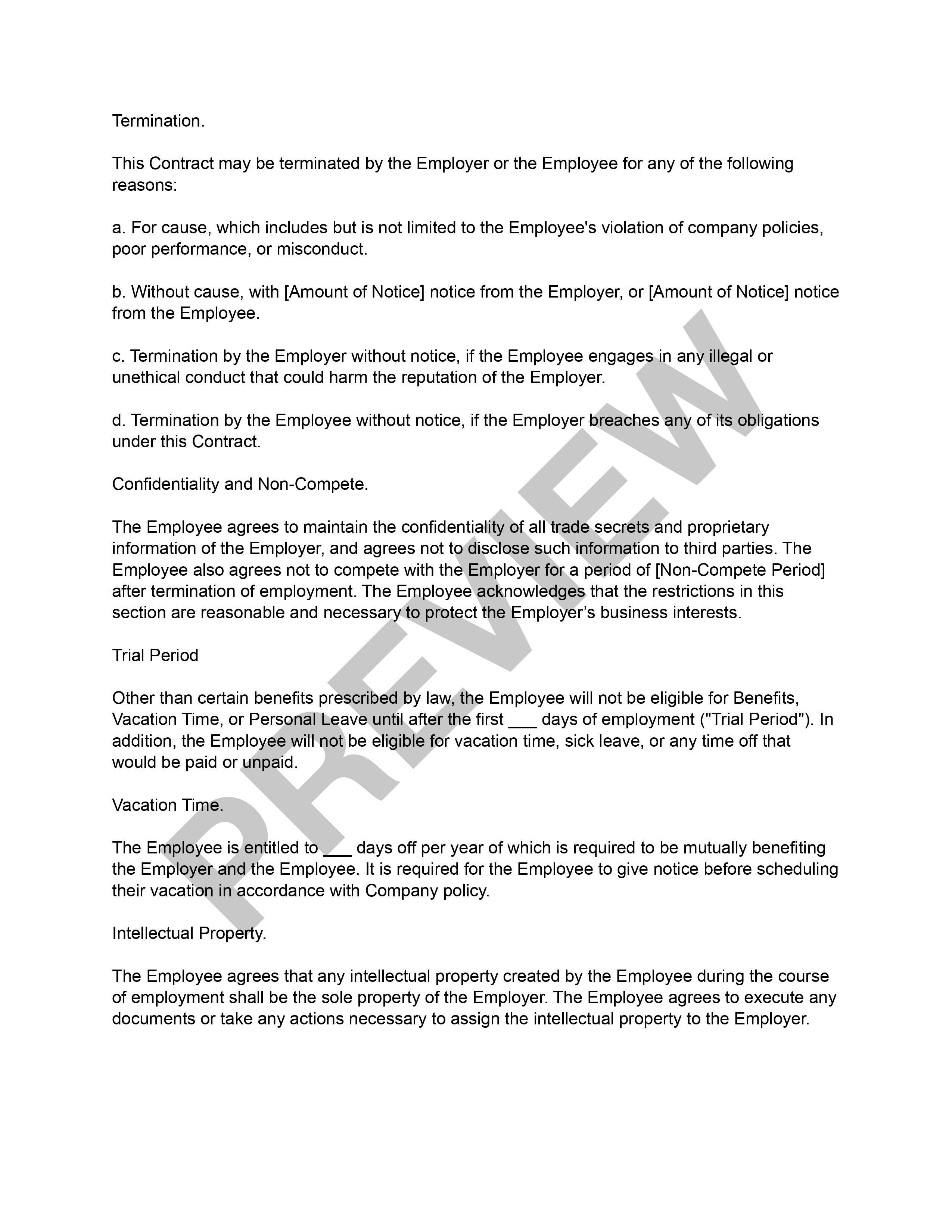 Preview Employment Contract