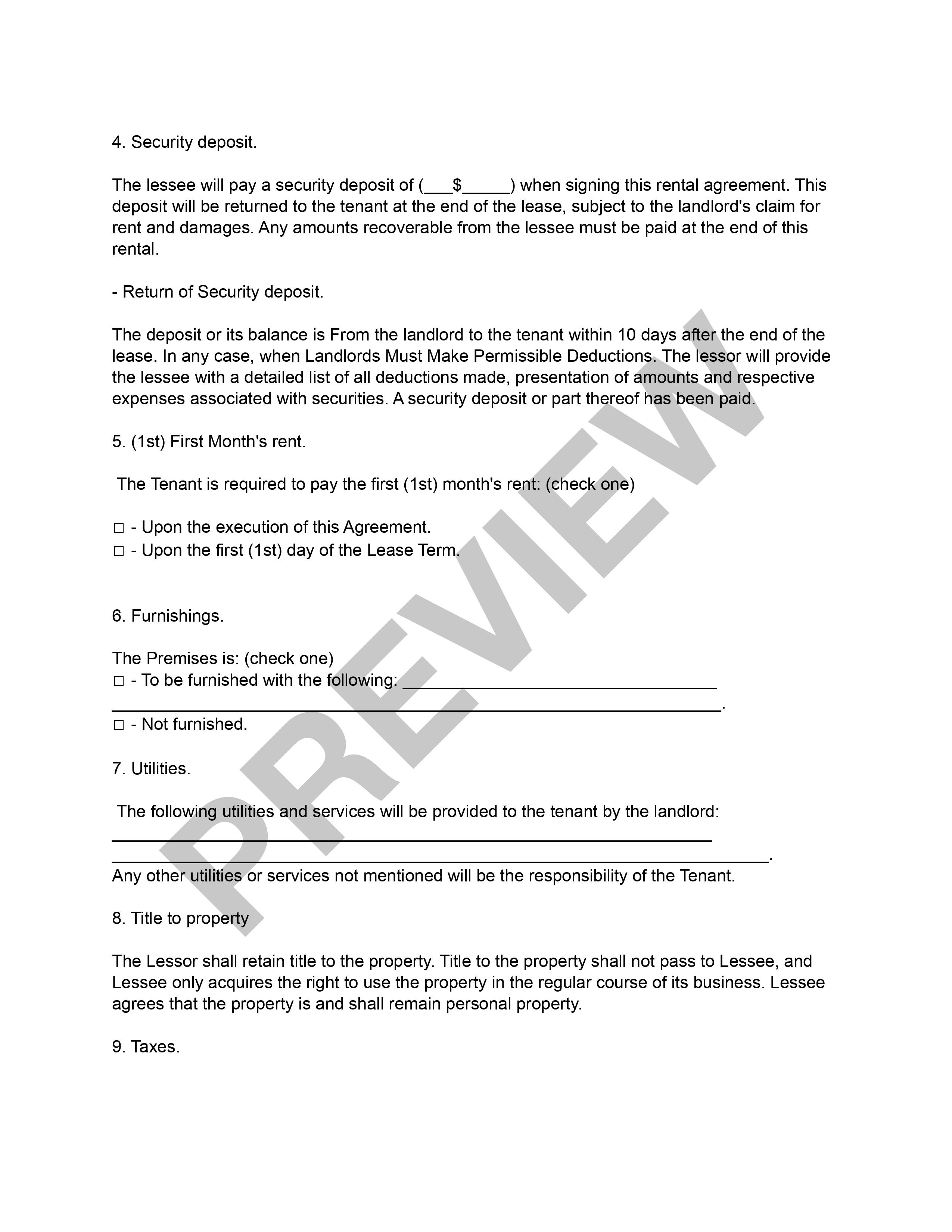 Preview Lease Agreement