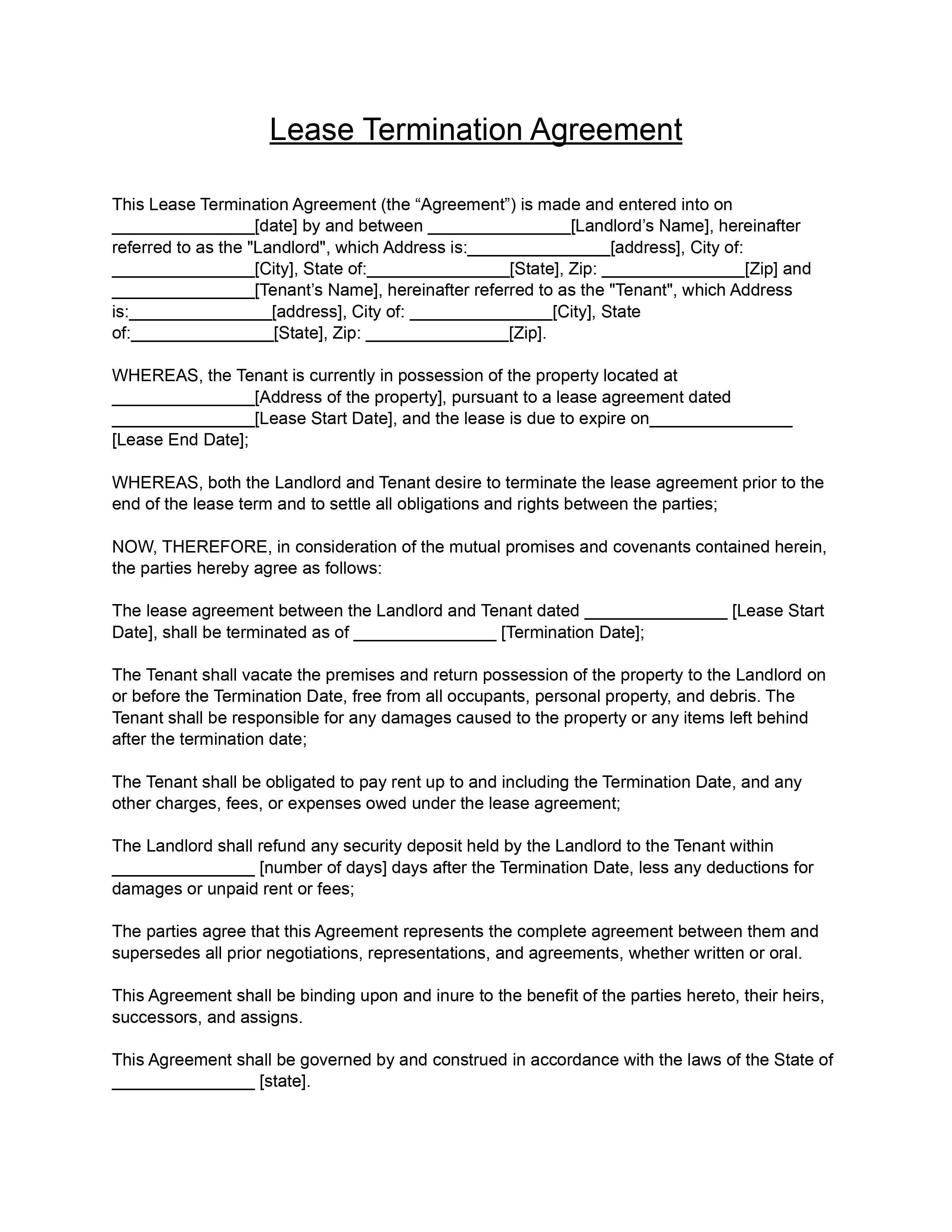 Lease Termination Agreement Generator Documentify