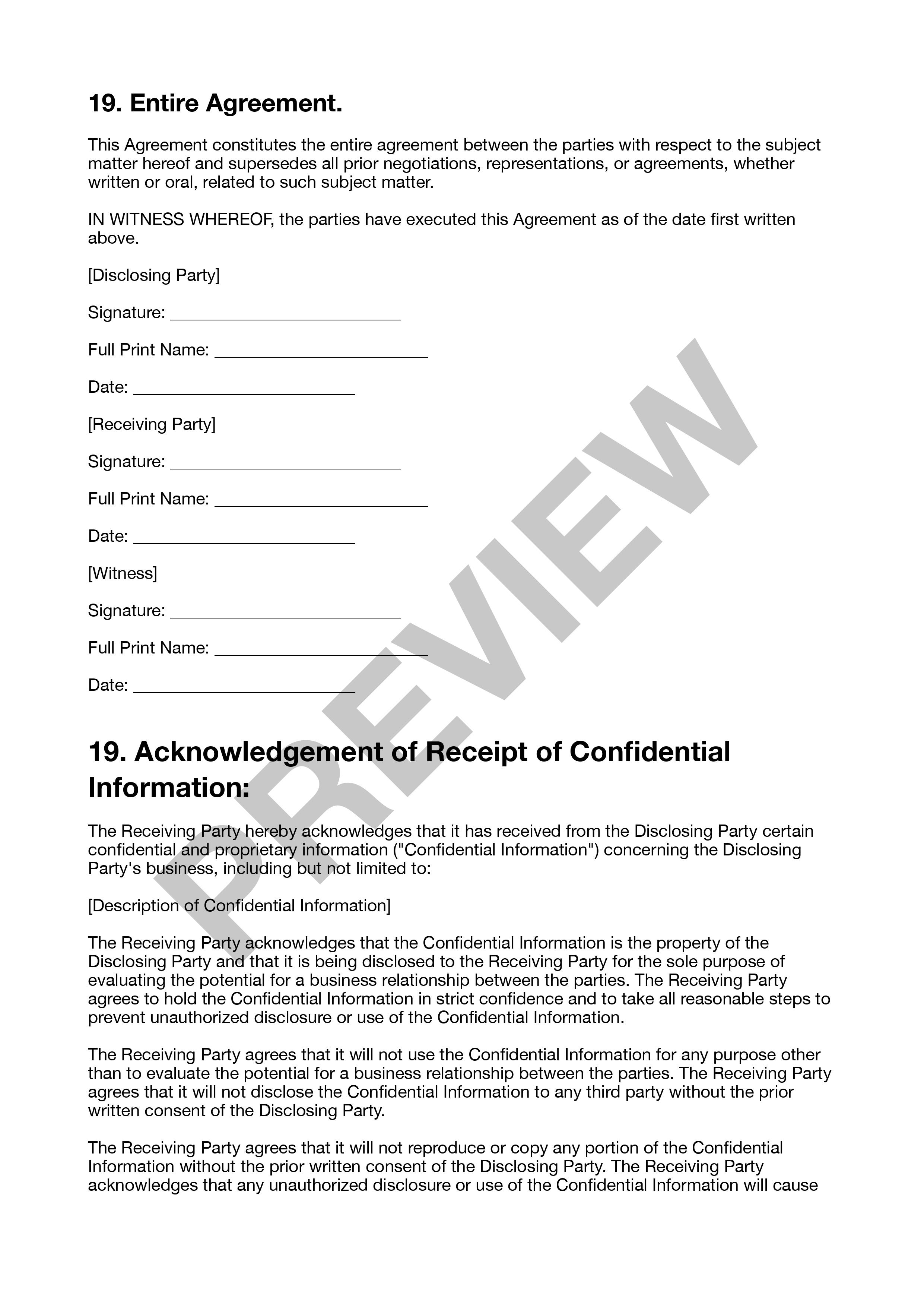 Preview Non-Disclosure Agreement