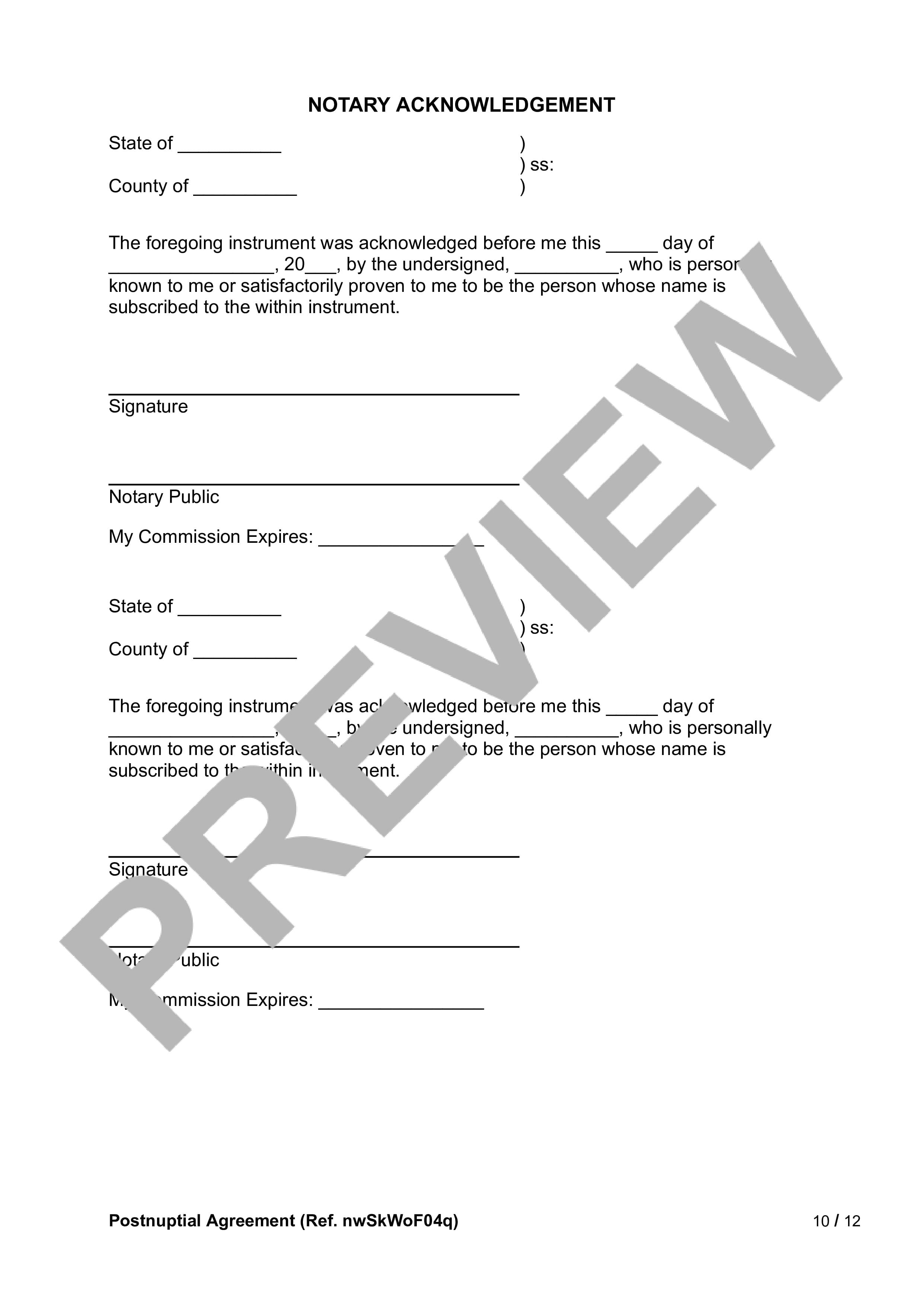 Preview Postnuptial Agreement