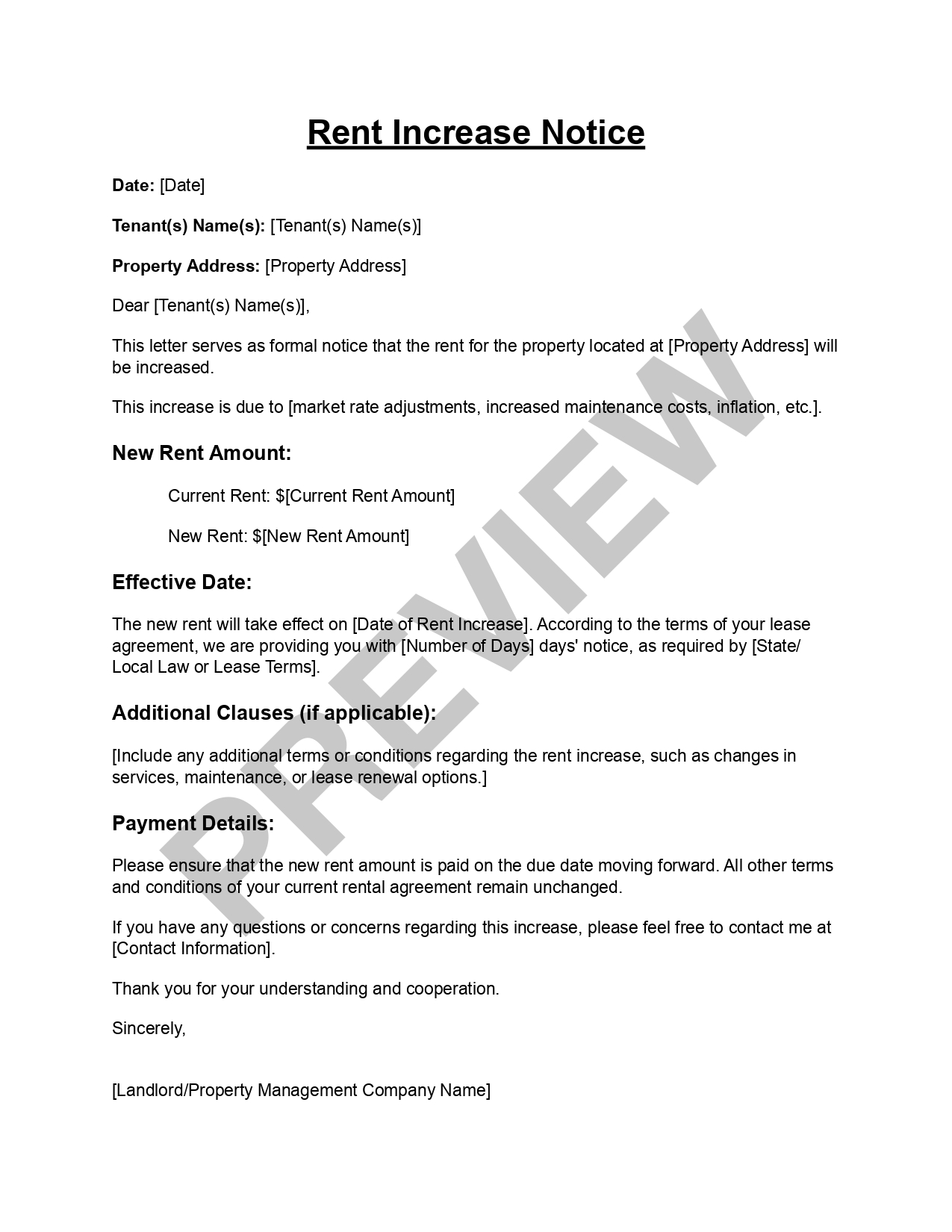 Preview Rent Increase Notice