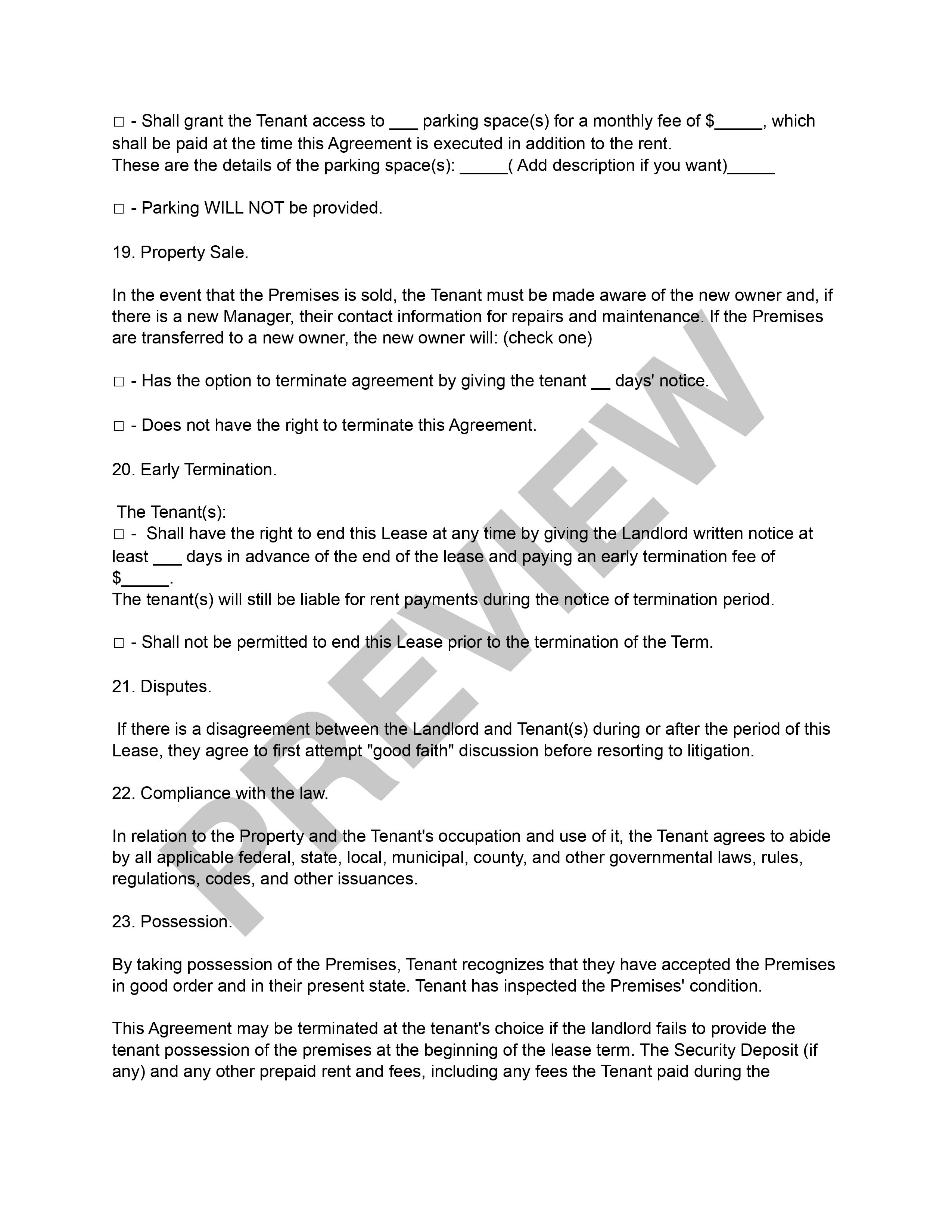 Preview Lease Agreement