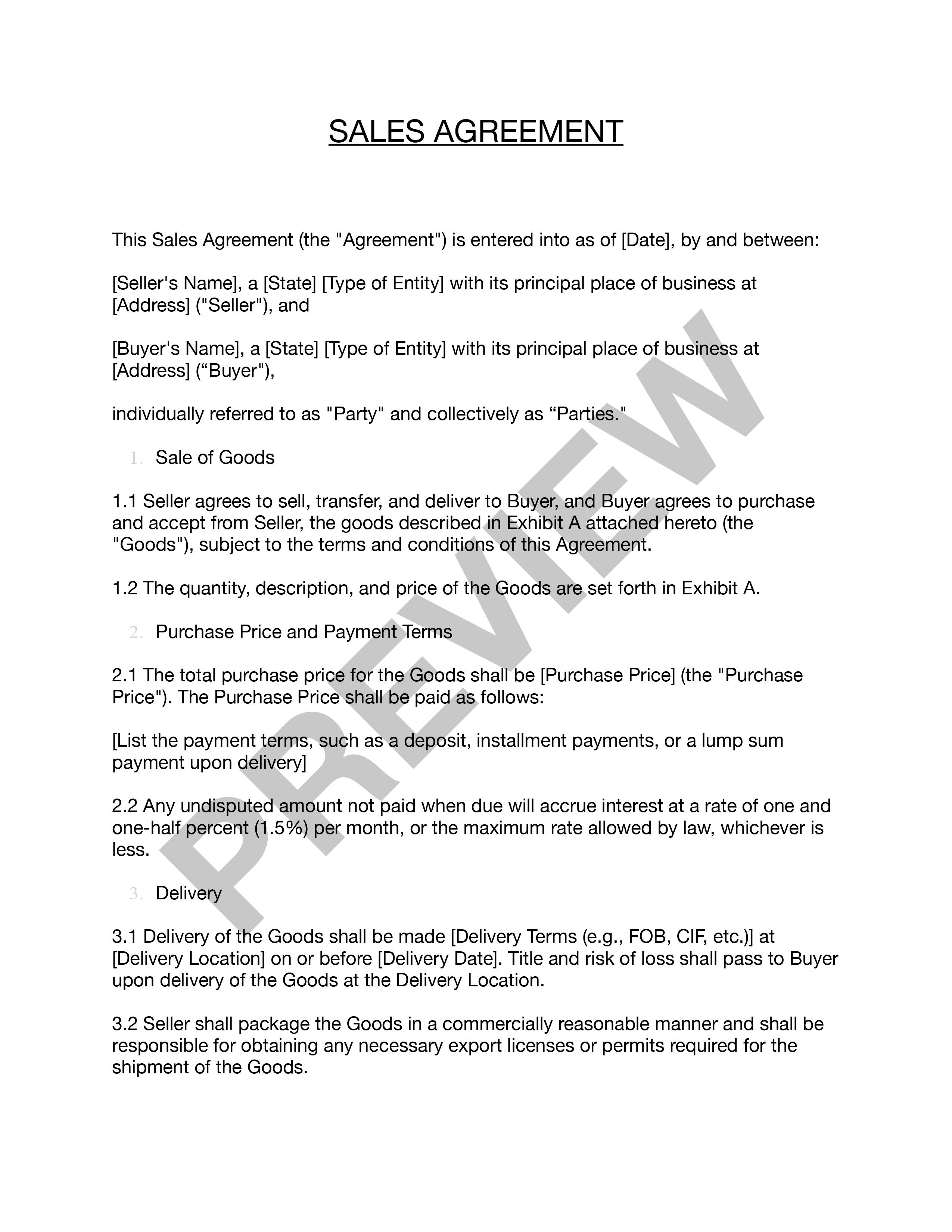 Preview Sales Agreement