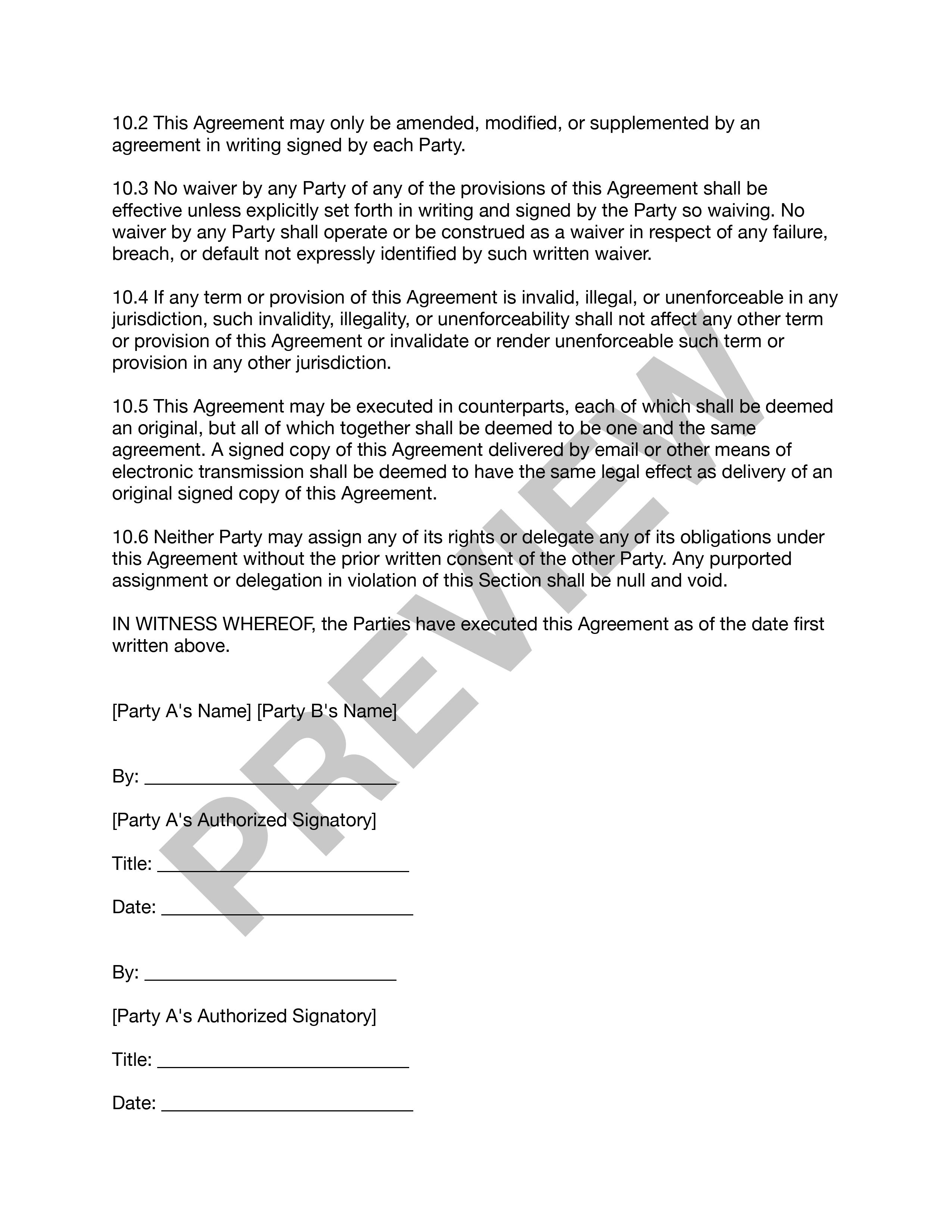 Preview Sales Agreement