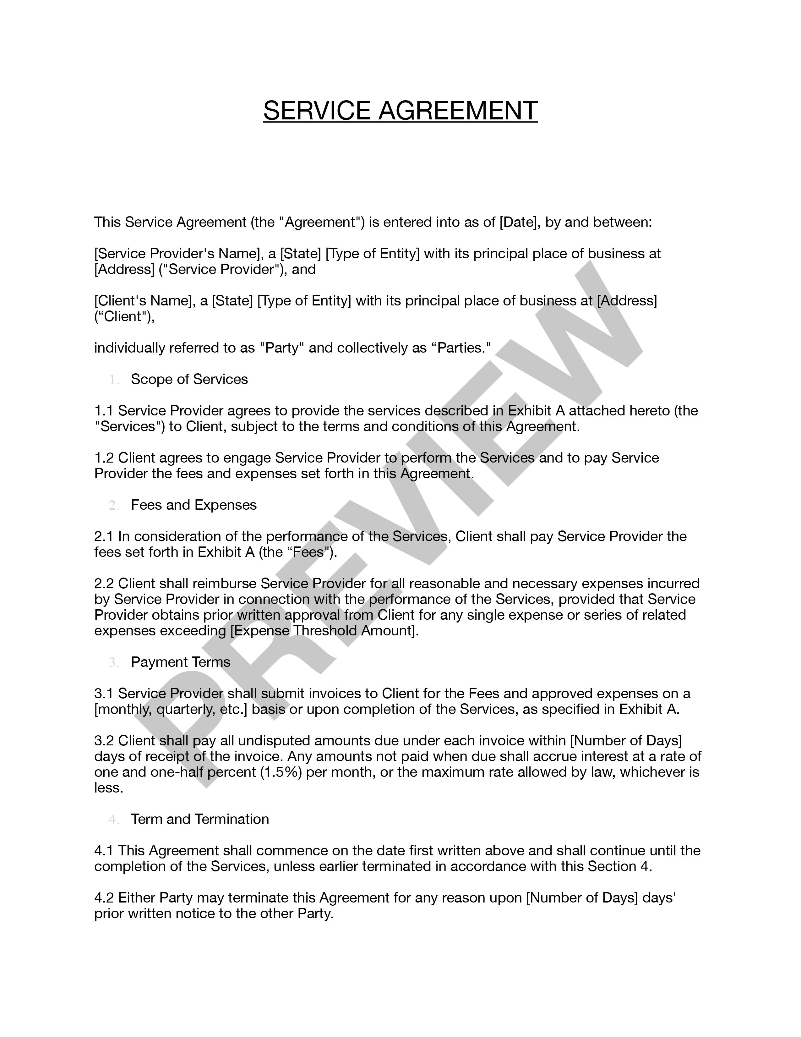 Preview Service Agreement