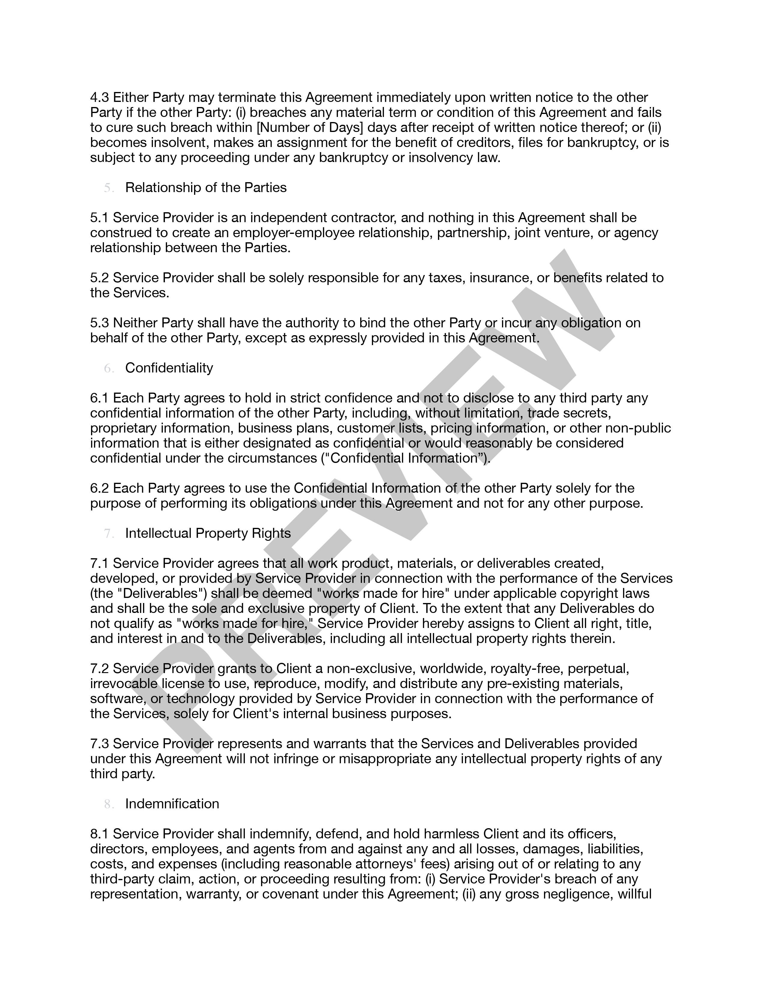 Preview Service Agreement