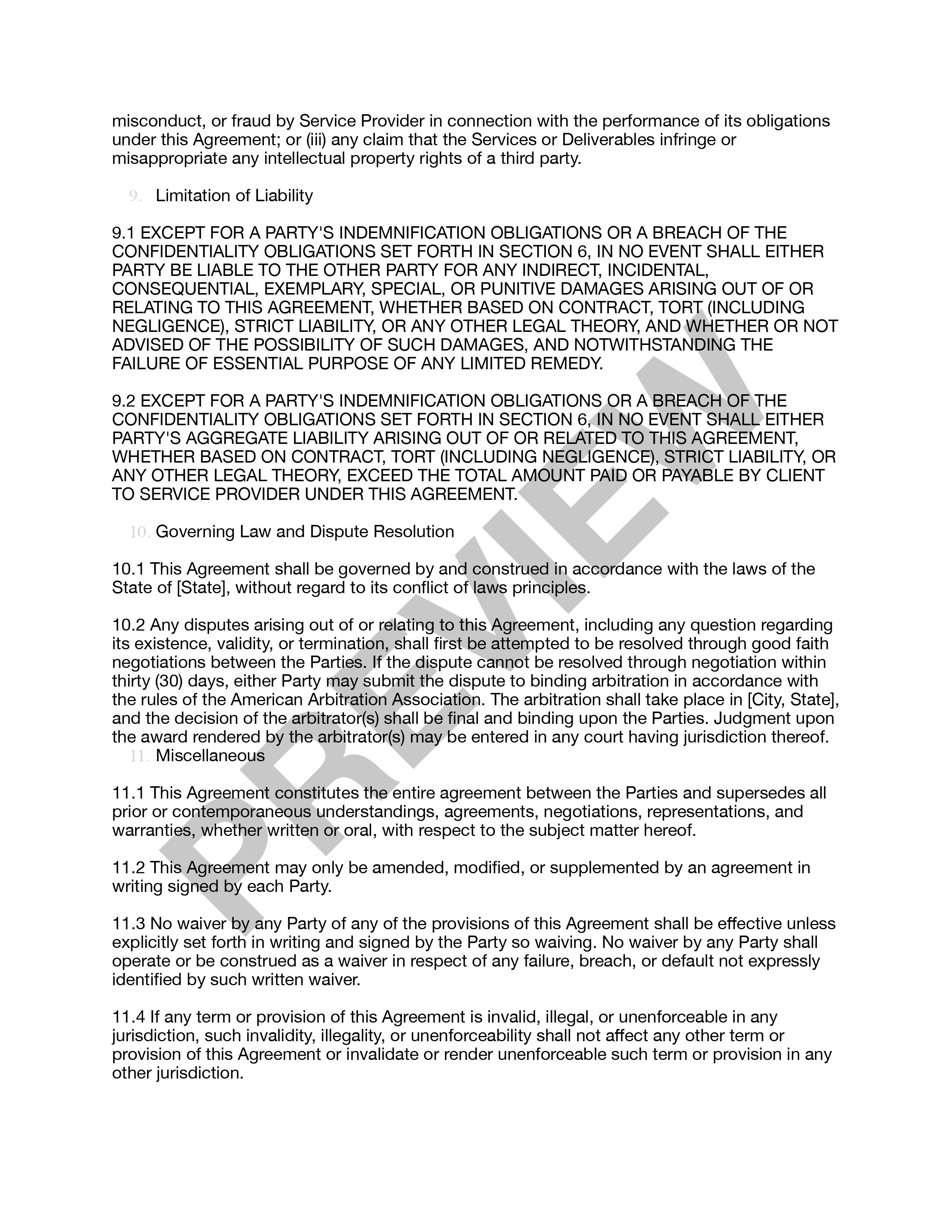 Preview Service Agreement