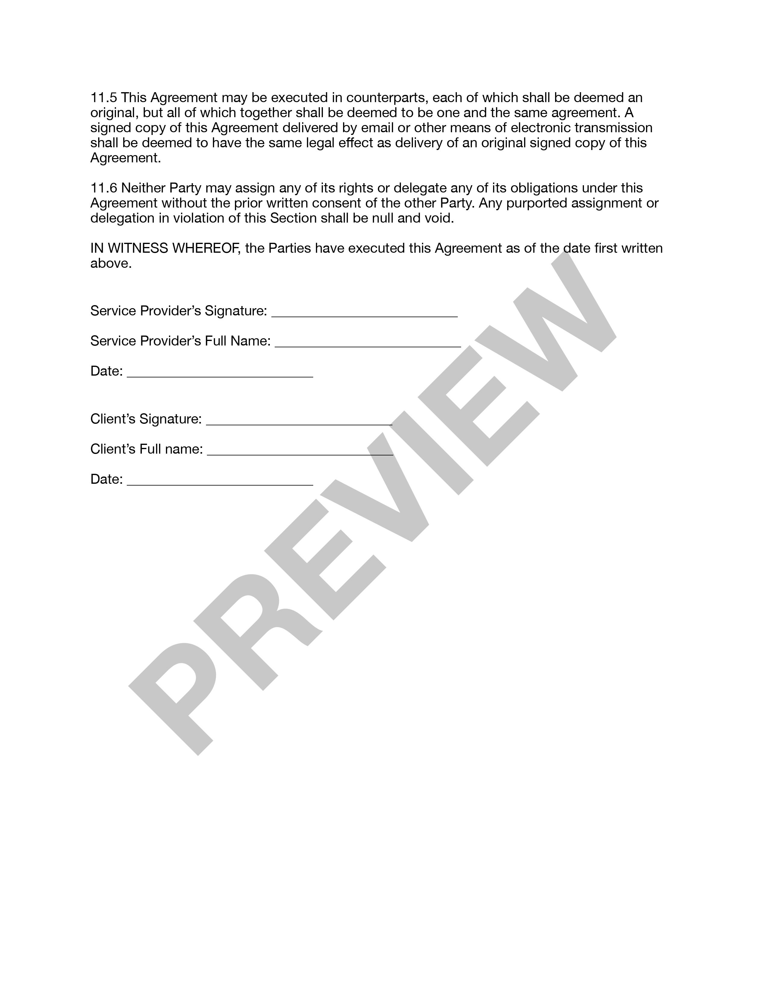 Preview Service Agreement